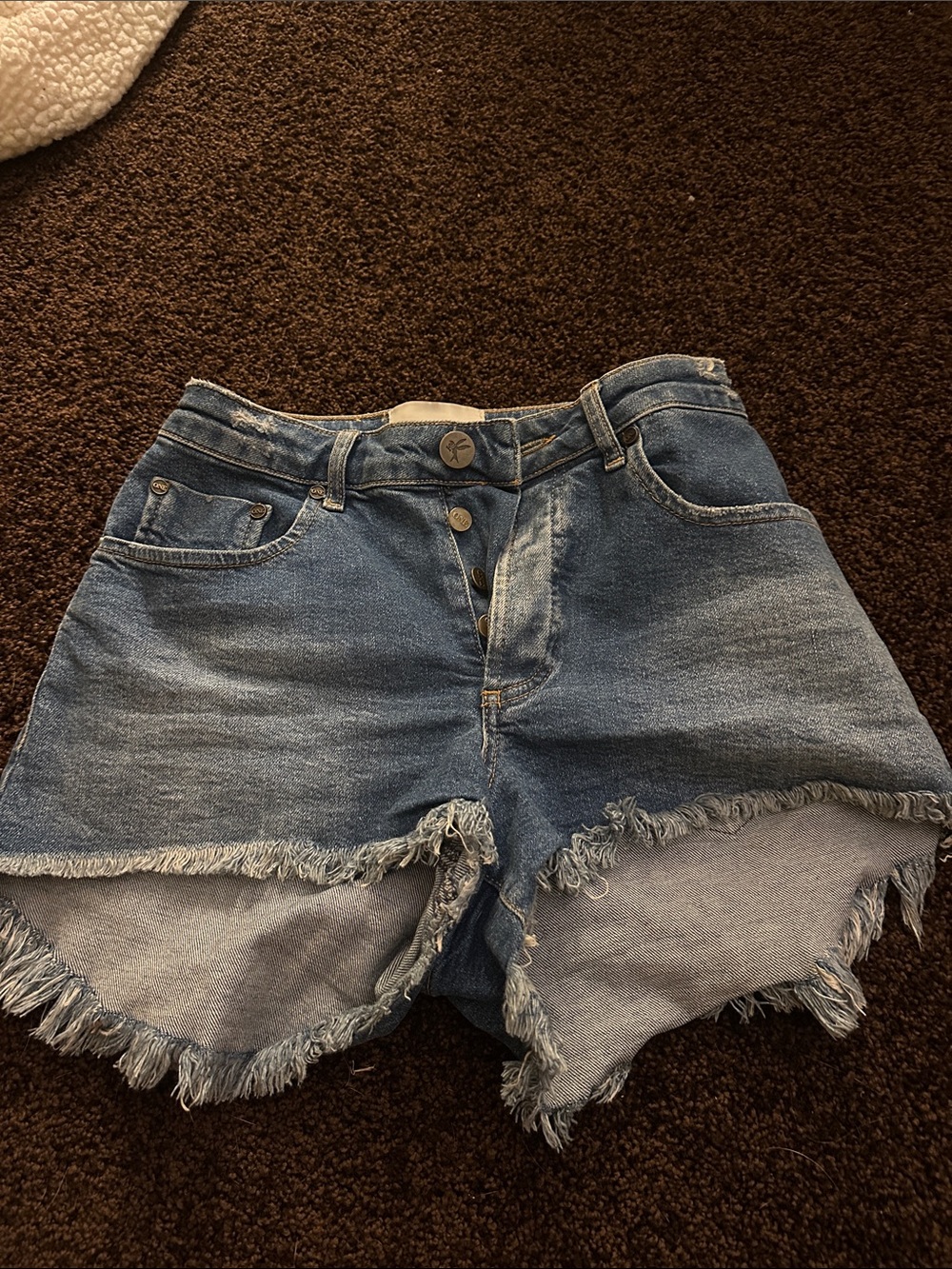 One Teaspoon Distressed High-Rise Denim Shorts - Blue Wash